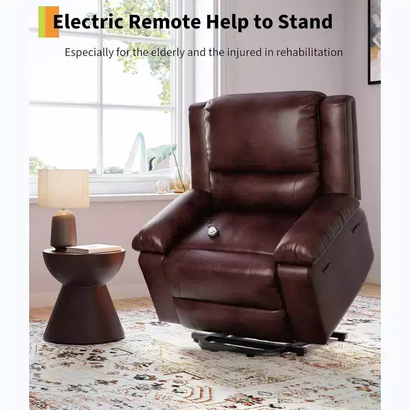 Poltrona reclinabile elettrica, poltrona Home Theater con supporto lombare, poltrona reclinabile in similpelle con schienale e gambe regolabili, poltrona reclinabile elettrica per anziani