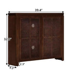 Okak Buffet Credenza in Legno Mid-Century con Ante in Rattan, Mobile Contenitore Retrò per Cucina, Sala da Pranzo