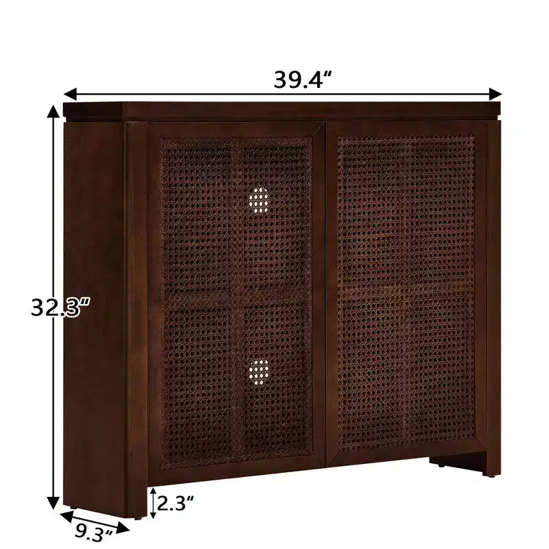 Okak Buffet Credenza in Legno Mid-Century con Ante in Rattan, Mobile Contenitore Retrò per Cucina, Sala da Pranzo