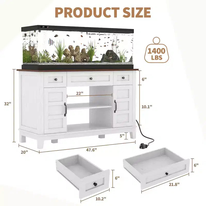 Supporto per Acquario da Fattoria da 55-75 Galloni, Supporto per Acquario con Presa di Corrente, Vaso per Pesci da 1400 libbre per Terrario di Pesci/Tartarughe/Rettili