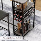 Set Tavolo da Pranzo per 2 Persone, Set Tavolo Bar Alto e Sedie, Ripiani a Giorno, Portabicchieri Incorporato e Porta Bottiglie, per Piccole Cucine, Appartamenti