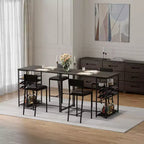 Set Tavolo da Pranzo per 2 Persone, Set Tavolo Bar Alto e Sedie, Ripiani a Giorno, Portabicchieri Incorporato e Porta Bottiglie, per Piccole Cucine, Appartamenti