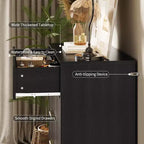 Cassettiera a 5 cassetti scanalati larghi 81 cm, finitura nera con maniglie in metallo, organizer multifunzionale per camera da letto, soggiorno, corridoio