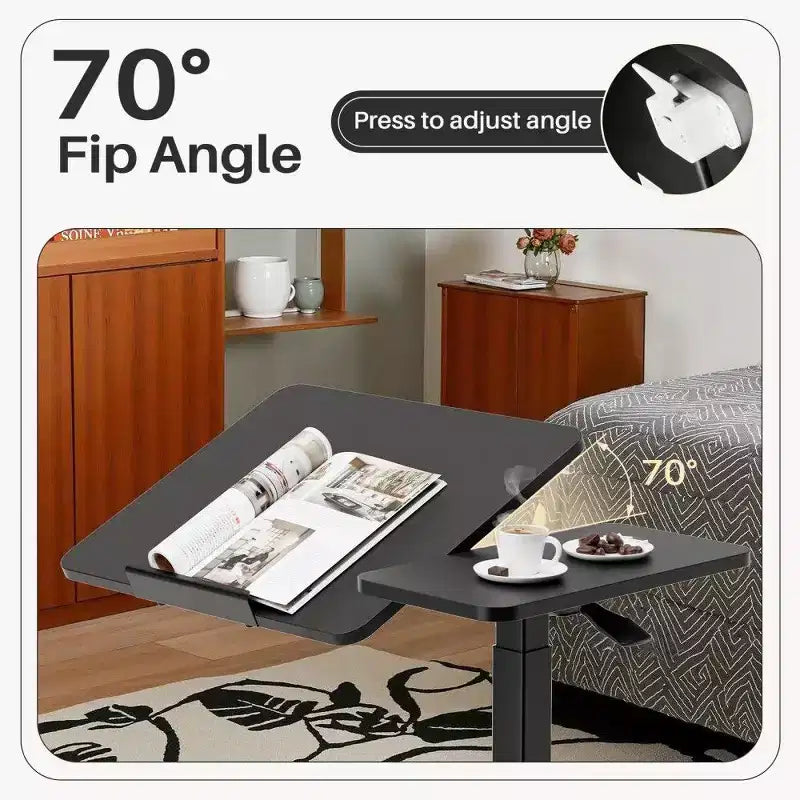 TUYOHW Scrivania da Letto Regolabile in Altezza con Piano Inclinabile, Scrivania con Sollevamento Pneumatico da 75-110 cm e Ruote Nascoste per Casa e Ufficio