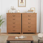 Cassettiera a 5 cassetti per camera da letto, comodino marrone a 5 cassetti con elegante design a V, organizer in legno per soggiorno, ingresso