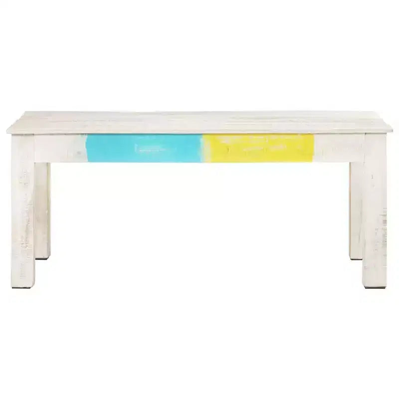 vidaXL Tavolino da caffè Bianco 110x60x45 cm in Legno Massello di Mango