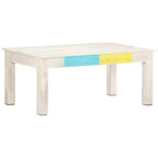 vidaXL Tavolino da caffè Bianco 110x60x45 cm in Legno Massello di Mango