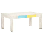 vidaXL Tavolino da caffè Bianco 110x60x45 cm in Legno Massello di Mango