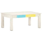 vidaXL Tavolino da caffè Bianco 110x60x45 cm in Legno Massello di Mango