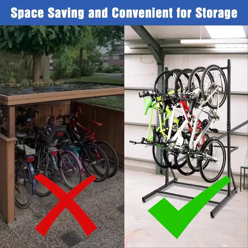 Portabiciclette Autoportante per 5 Biciclette, Portabiciclette Verticale con Capacità di 136 kg, Portabiciclette Interno Regolabile in Altezza, Nero