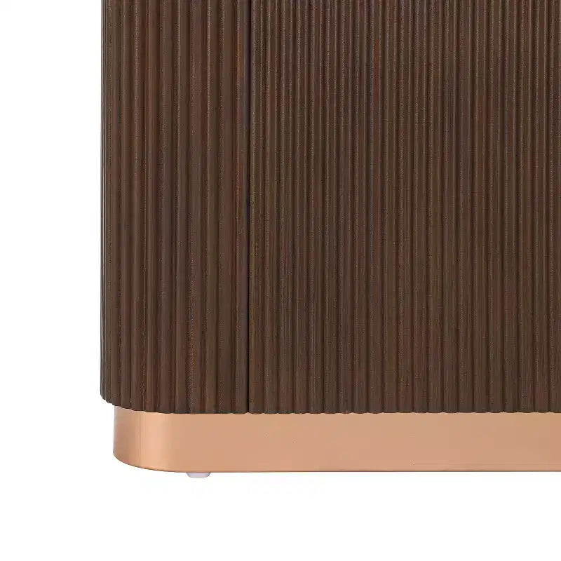 Tavolo Consolle da Ingresso, Tavolo da Corridoio Moderno, Base Scanalata con Accento Metallico, Marrone - ModernLuxe