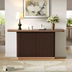 Tavolo Consolle da Ingresso, Tavolo da Corridoio Moderno, Base Scanalata con Accento Metallico, Marrone - ModernLuxe