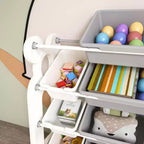 MAYEERTY Organizer portaoggetti per giocattoli per bambini, libreria a 2 ripiani 12 contenitori per giocattoli, sala giochi camera da letto camera dei bambini aula