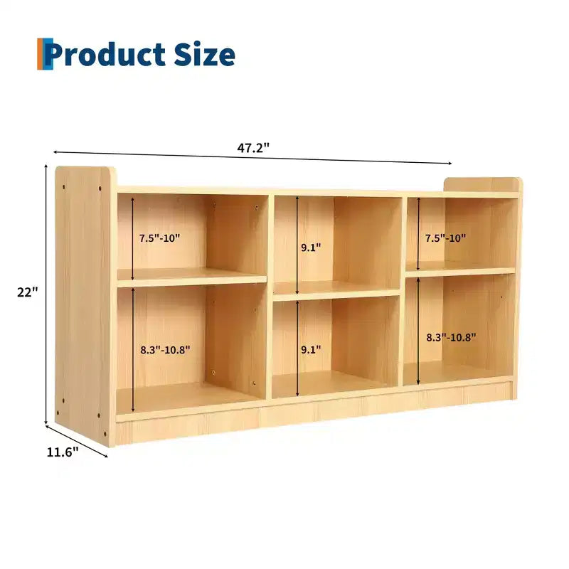 Scaffale Montessori, Organizzatore Giocattoli e Libri a 6 Scomparti con Divisori Regolabili, Libreria per Bambini con Finitura Naturale per Sale Giochi e Aule Scolastiche