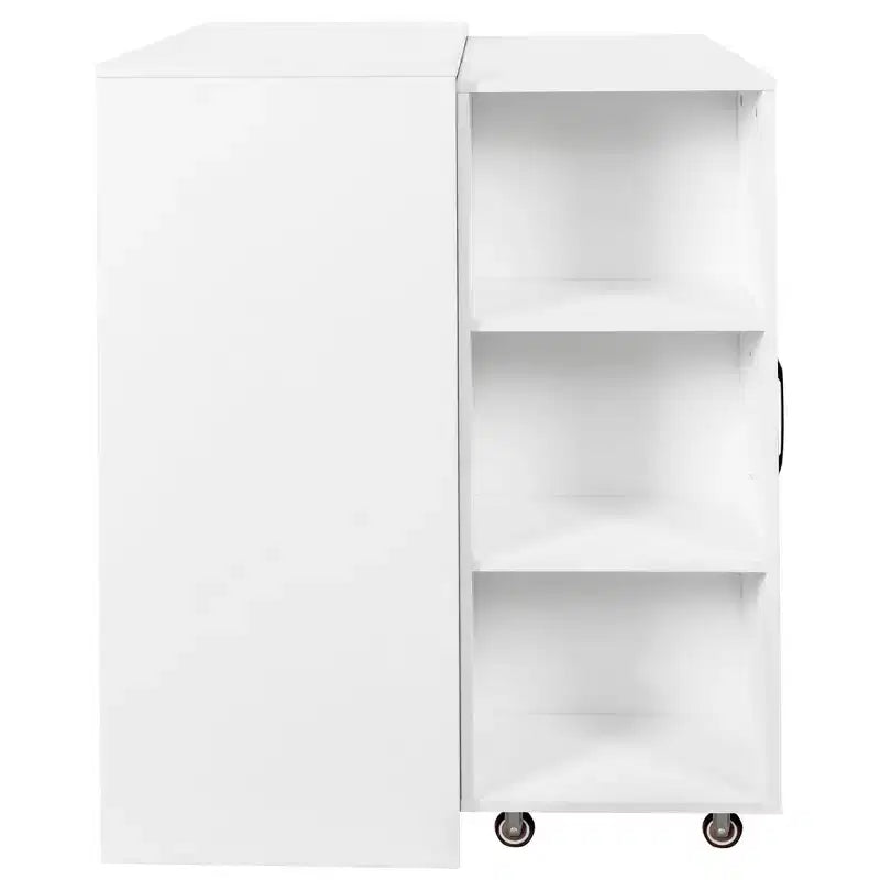 Libreria scorrevole a 3 ante JVNOXK, libreria a 3 ripiani con ruote per ufficio o camera da letto, design a scomparsa - bianca