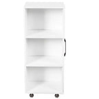 Libreria scorrevole a 3 ante JVNOXK, libreria a 3 ripiani con ruote per ufficio o camera da letto, design a scomparsa - bianca