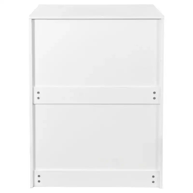 Libreria scorrevole a 3 ante JVNOXK, libreria a 3 ripiani con ruote per ufficio o camera da letto, design a scomparsa - bianca