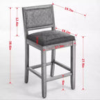 TUYOHW Set di 2 sgabelli da bar in legno massello ad altezza bancone, sedie da bar con schienale scavato effetto rattan e cuscino in lino, sedie da cucina per sala da pranzo, bar