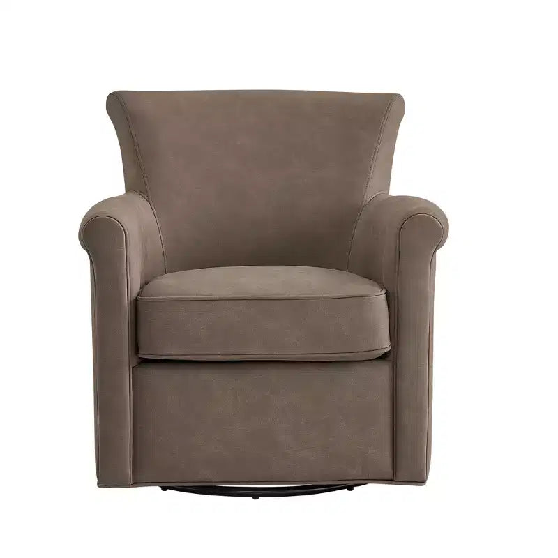 TUYOHW Poltrona Girevole in Similpelle, Poltrona con Schienale Curvo con Base Girevole in Metallo, Cuscino di Seduta Rimovibile, Sedia Lounge Divano per Soggiorno