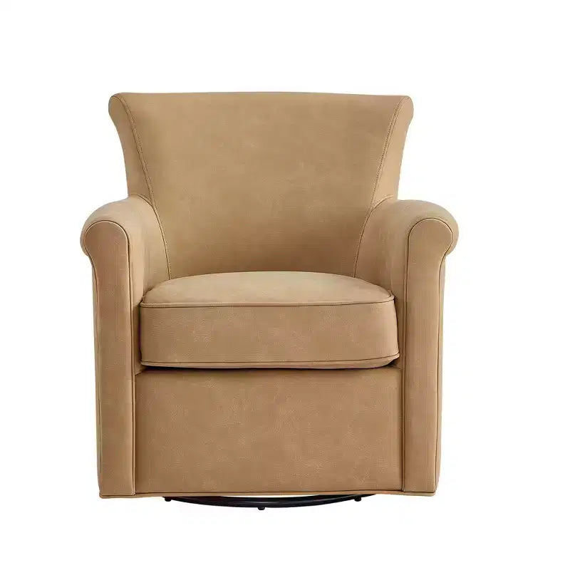 TUYOHW Poltrona Girevole in Similpelle, Poltrona con Schienale Curvo con Base Girevole in Metallo, Cuscino di Seduta Rimovibile, Sedia Lounge Divano per Soggiorno