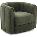 COZONY 360 Swivel Barrel Chair, Mid-Century Modern Teddy Fleece Accent Chair with Cloud-Like Comfort, Upholstered Round Armchair for Living Room