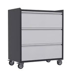Garvee Carrello Portautensili con Ruote, Cassettiera Metallica a 3 Cassetti per Garage, Magazzino, Nero/Grigio