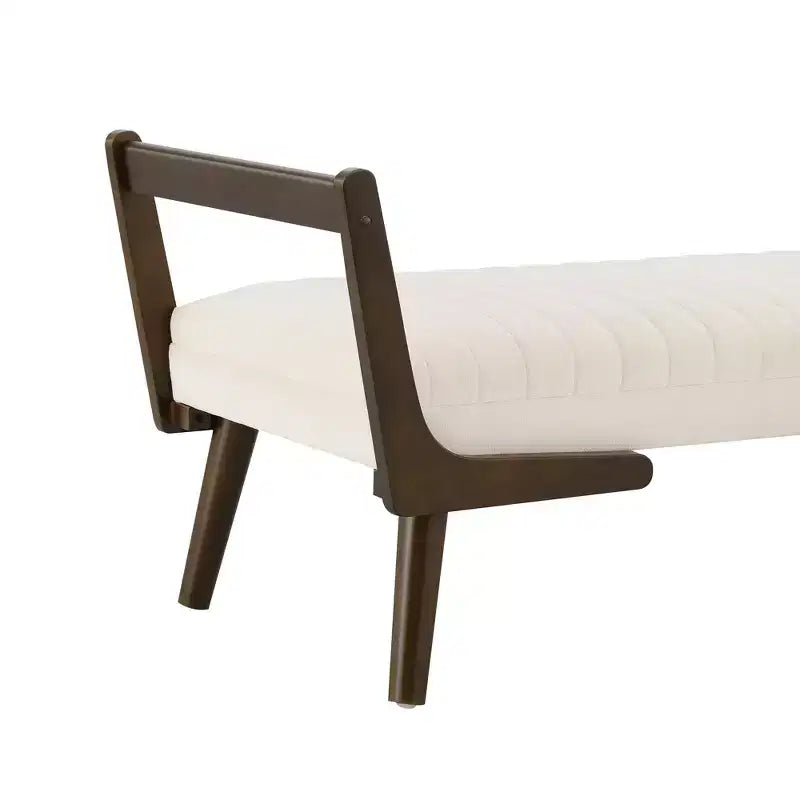 TUYOHW 52 Panca moderna, panca portaoggetti imbottita con canali e gambe in legno di noce, poggiapiedi in similpelle per soggiorno, camera da letto, ingresso