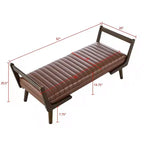 TUYOHW 52 Panca moderna, panca portaoggetti imbottita con canali e gambe in legno di noce, poggiapiedi in similpelle per soggiorno, camera da letto, ingresso