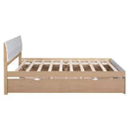 Struttura letto matrimoniale moderna con letto estraibile singolo e 2 cassetti, non necessita di box spring, struttura letto a piattaforma per camera da letto, bianco+rovere