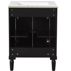 Mobile bagno da 60 cm con lavabo, armadietto da bagno con 2 ripiani, mobile da bagno in legno autoportante