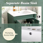 Mobile bagno da 60 cm con lavabo, armadietto da bagno con 2 ripiani, mobile da bagno in legno autoportante