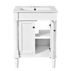 Mobile bagno da 60 cm con lavabo, armadietto da bagno con 2 ripiani, mobile da bagno in legno autoportante