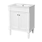 Mobile bagno da 60 cm con lavabo, armadietto da bagno con 2 ripiani, mobile da bagno in legno autoportante