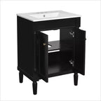 Mobile bagno da 60 cm con lavabo, armadietto da bagno con 2 ripiani, mobile da bagno in legno autoportante