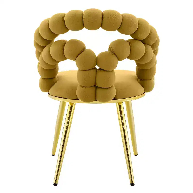 Set di 4 sedie da pranzo moderne in velluto con schienale scultoreo a bolla e gambe in metallo dorato, sedie imbottite per sala da pranzo, salotto - Panipeachy