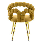 Set di 4 sedie da pranzo moderne in velluto con schienale scultoreo a bolla e gambe in metallo dorato, sedie imbottite per sala da pranzo, salotto - Panipeachy