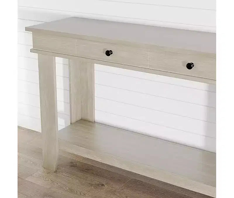 Consolle con 2 Cassetti e Ripiano Aperto, Tavolo da Divano Lungo 54 Pollici in Stile Industriale, con Ripiano Contenitore
