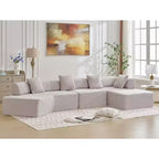 GDFStudio Arvik 140 Moderno Divano Sezionale a L a 4 Posti Rivestito in Bouclé con 4 Cuscini