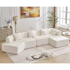 GDFStudio Arvik 140 Moderno Divano Sezionale a L a 4 Posti Rivestito in Bouclé con 4 Cuscini