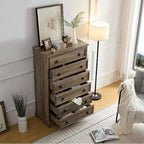 Bedroom Dresser, Dressers & Chests Of Drawers With 6 Large Drawers, Anti Toppling Devices Free Standing Storage Cabinet For Dining Room