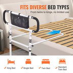 VEVOR Sponde Letto per Anziani, Sponde Letto Pieghevoli a 180° per Anziani, Sponde Laterali per Letto con Carico 450 LBS, Bastone per Letto, Bianco
