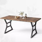 Frame Dining Table with Waist Detail for 6-8 People, Wooden Rectangular Dinner Table with Heavy-Duty Metal Legs, Idel for Dining Room