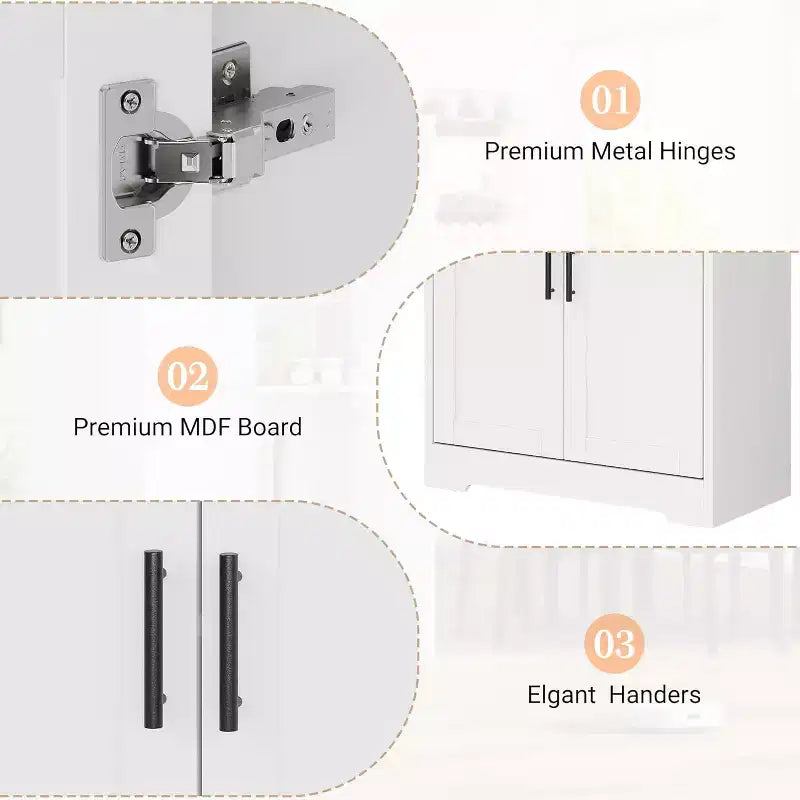 Acekool Armadio da dispensa alto 178 cm con 4 ante, ripiani regolabili, organizer moderno per cucina o soggiorno