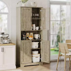 Acekool Armadio da dispensa alto 178 cm con 4 ante, ripiani regolabili, organizer moderno per cucina o soggiorno
