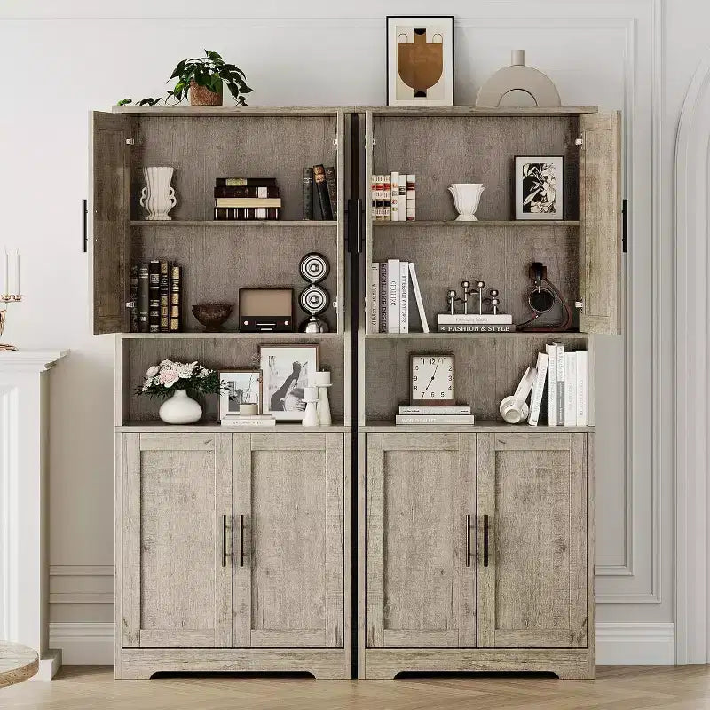 Acekool Armadio da dispensa alto 178 cm con 4 ante, ripiani regolabili, organizer moderno per cucina o soggiorno