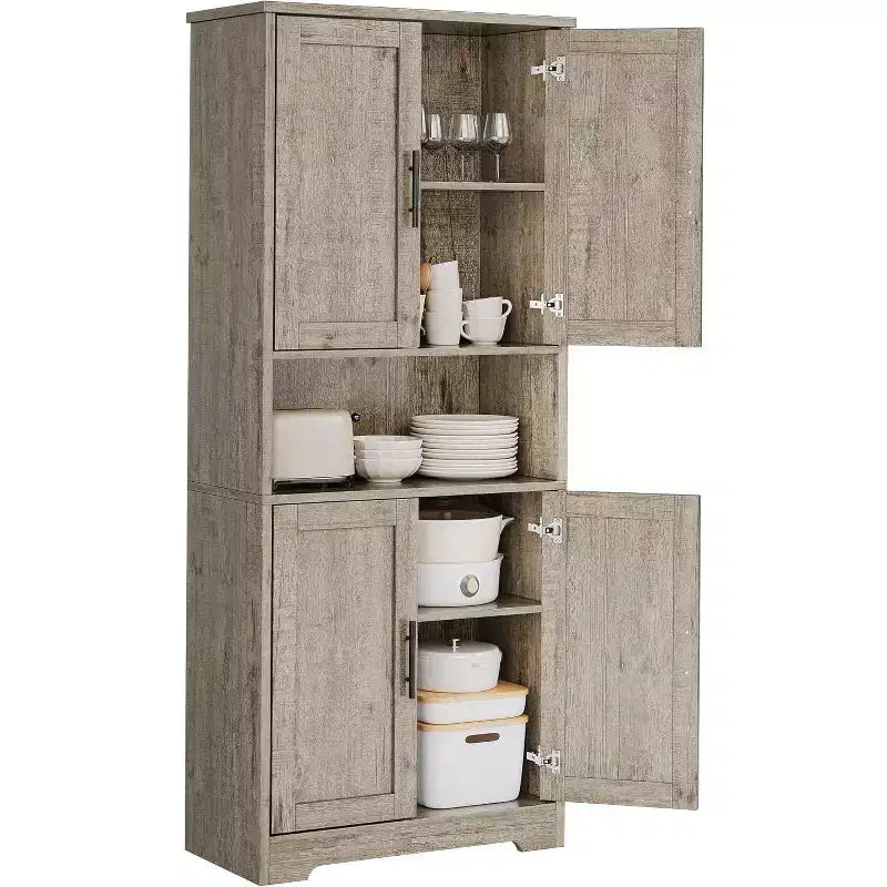 Acekool 178cm Tall Kitchen Pantry Cabinet with 4 Doors, Adjustable Shelves, Modern Storage Organizer for Kitchen or Living Room