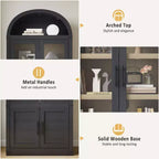 Libreria ad arco a 6 ripiani con ante in vetro - Scaffale moderno in stile rustico, vetrinetta in legno per soggiorno, cucina e ufficio