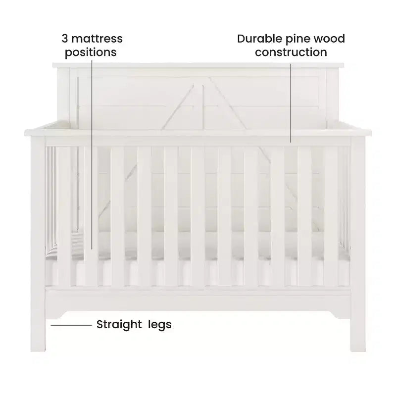 Culla trasformabile 4-in-1 Child Craft Woodland, si converte in lettino da giorno, lettino per bambini, letto a una piazza e mezza, 3 posizioni materasso, finitura sicura per neonati