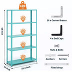 Scaffale a 5 ripiani, scaffali portaoggetti, librerie in metallo per riporre oggetti, scaffali da garage regolabili, scaffale portaoggetti resistente, ripiano dispensa, scaffale da cucina