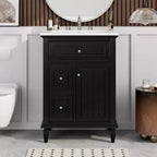 Mobile Bagno con Lavabo, Mobile Sottolavabo con 1 Cassetto a Ribalta, 2 Cassetti e Ripiano Regolabile, Mobile Lavabo Singolo Autoportante Bianco